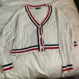 Pacsun Women's White and Red Cardigan